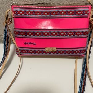 Consuela Pink and Tan Crossbody Bag with Modern Design